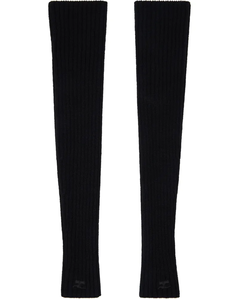Courrèges Black Ribbed Wool Arm Warmers 9999