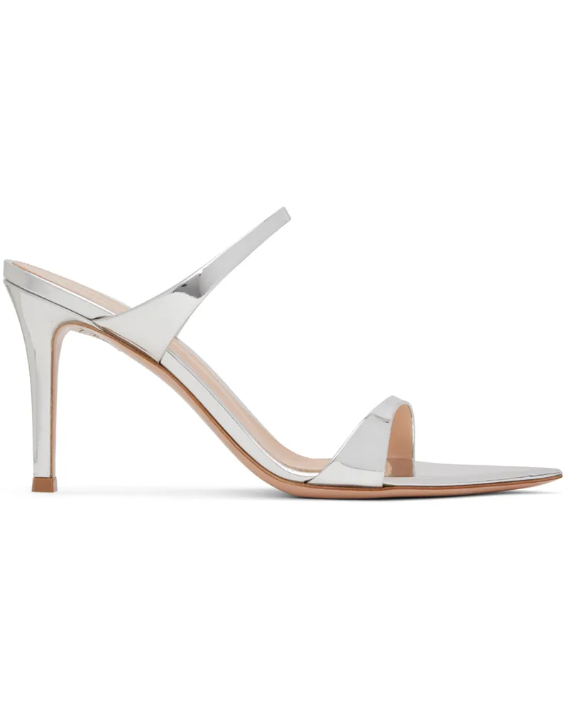 Gianvito Rossi Silver Strappy Heeled Sandals Silver