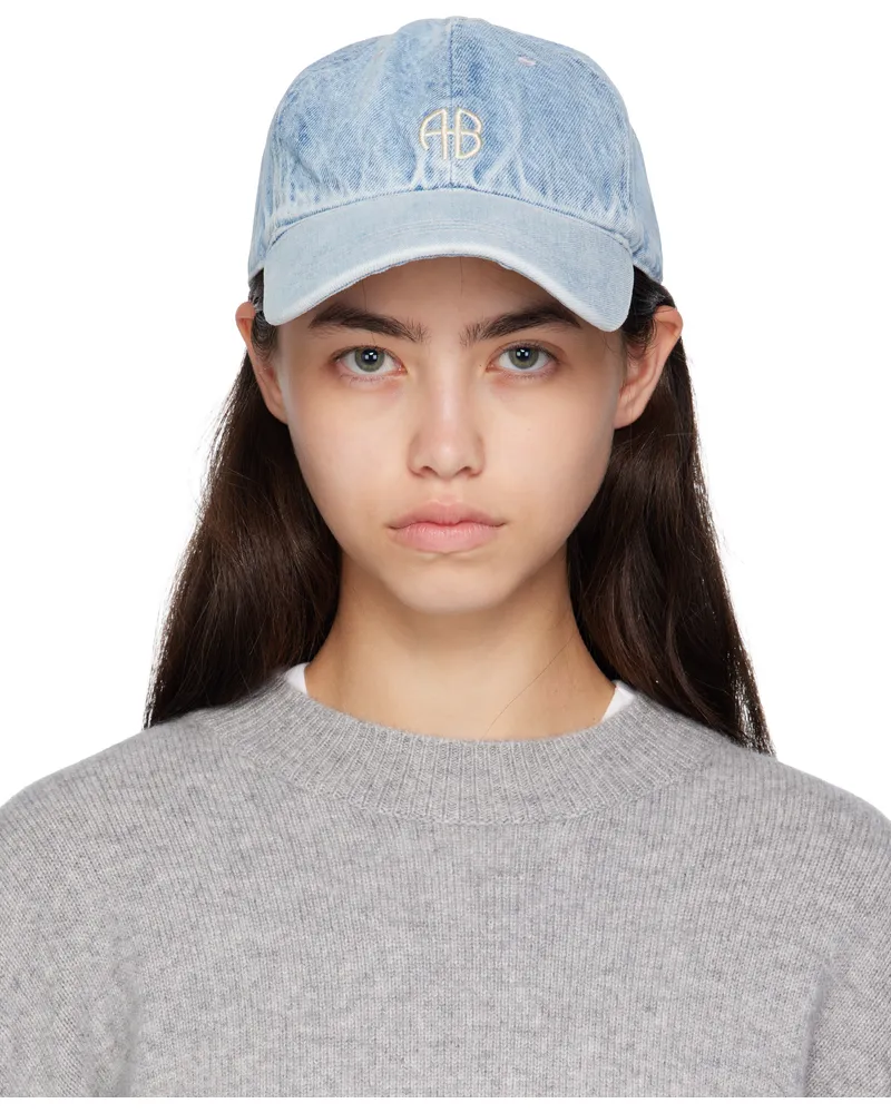 Anine Bing Blue Jeremy Baseball Cap Washed