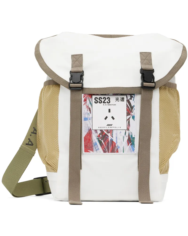 A. A. Spectrum White & Beige Knapsack Messenger Bag White