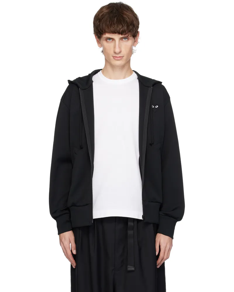 Comme des Garçons Black Zip Big Heart Print Hoodie 1