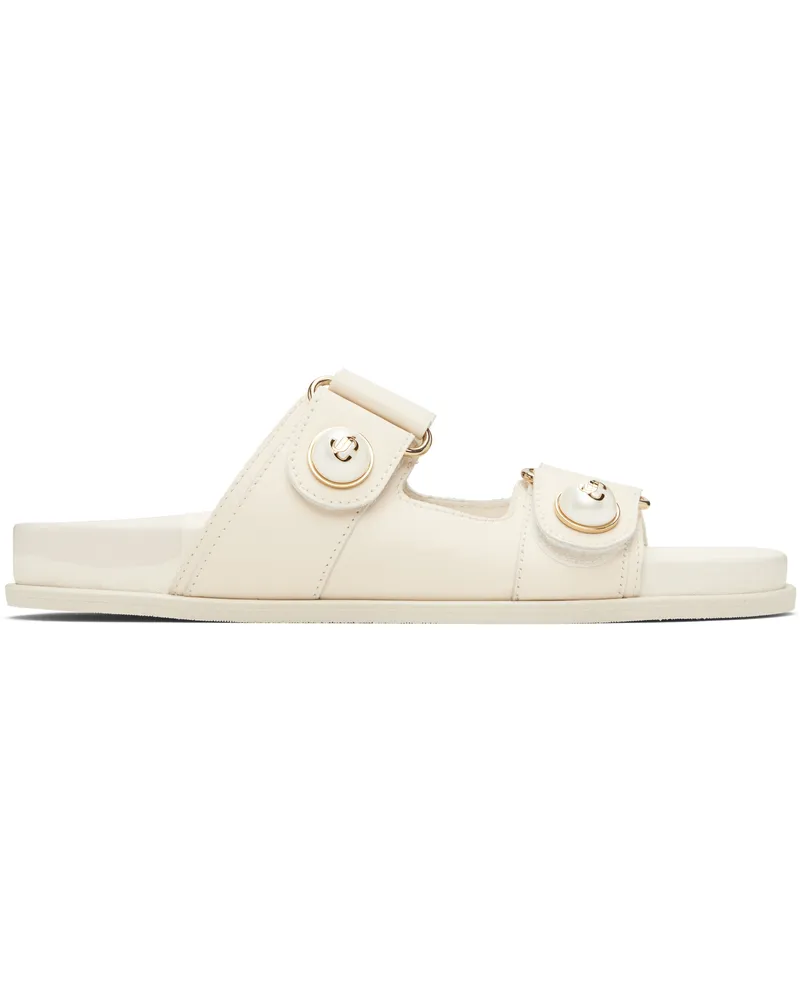 Jimmy Choo Off-White Fayence Sandals Latte