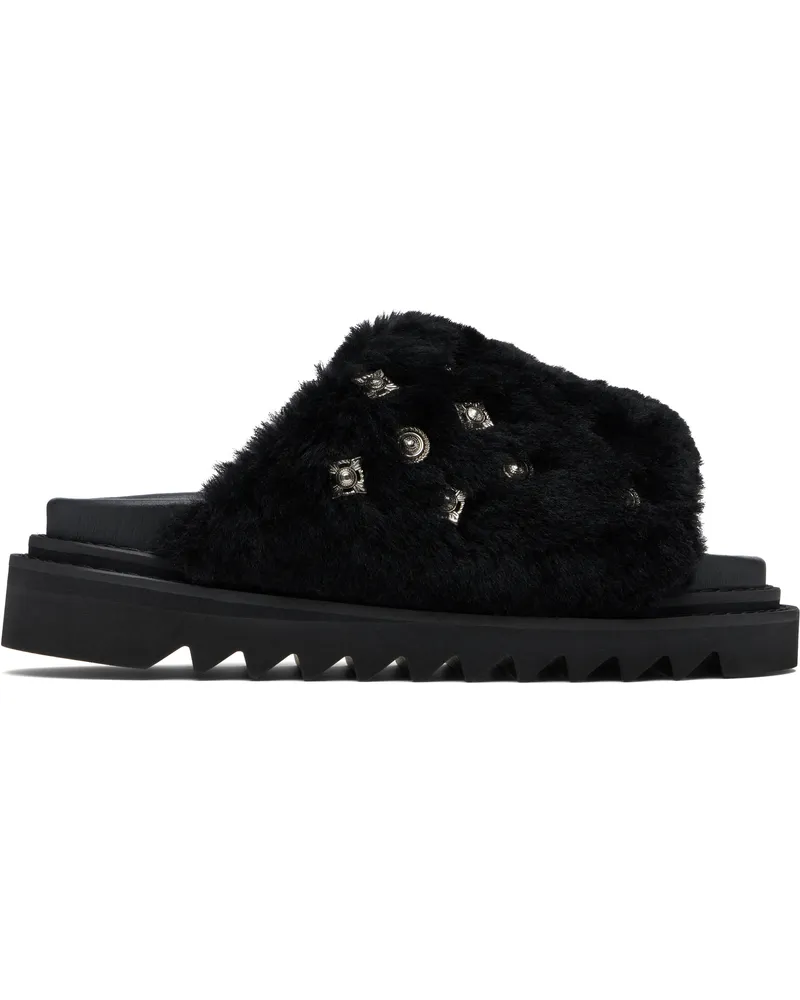 Toga Black Shearling Sandals Black