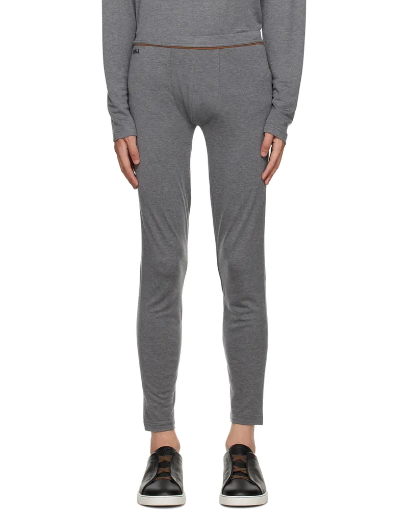 Ermenegildo Zegna Gray Embroidered Lounge Pants 022