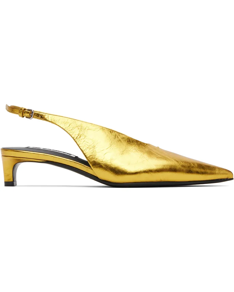 Jil Sander Gold Slingback Heels 704