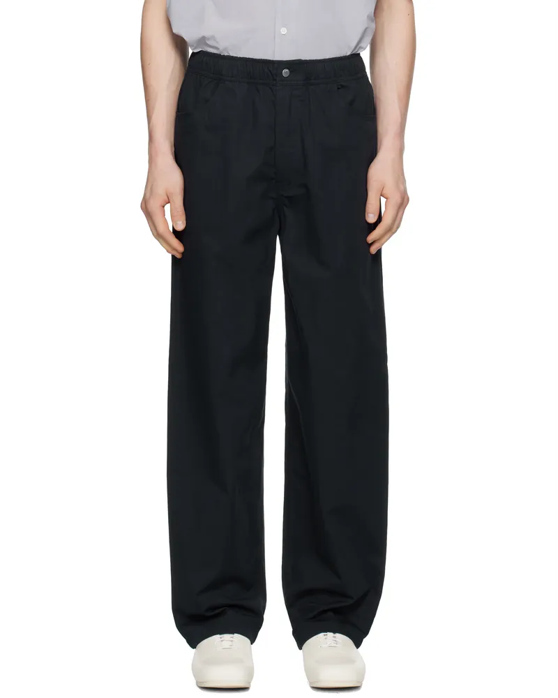 Norse Projects Navy Ragnar Fine Broken Twill Trousers Dark