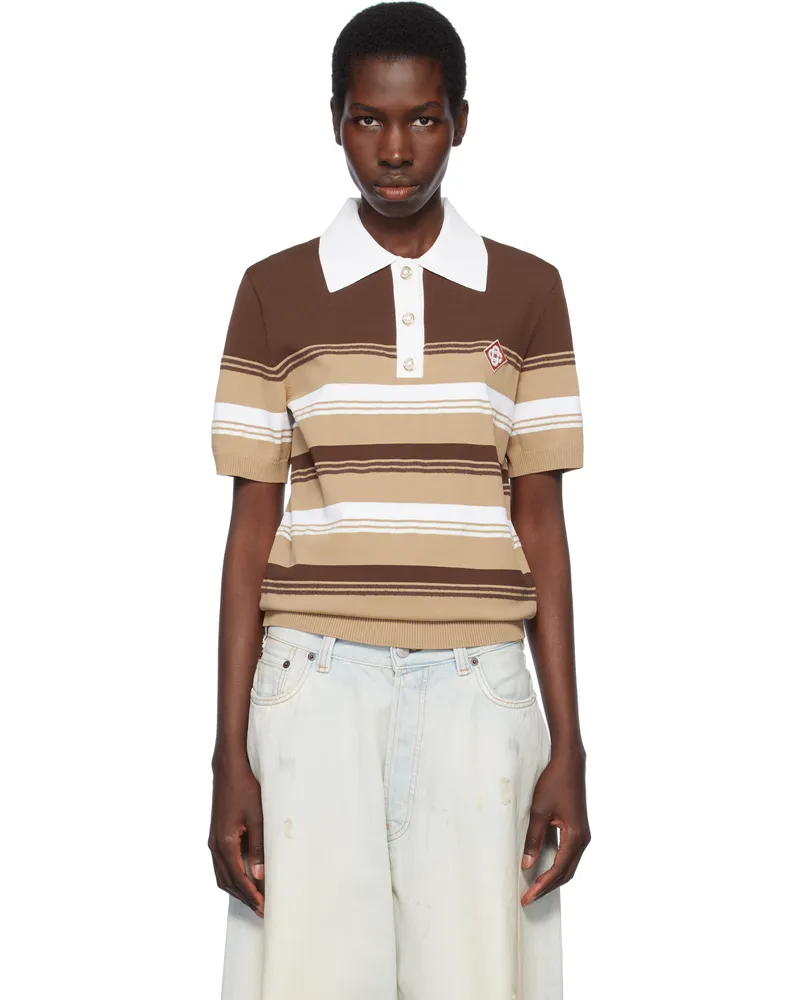 Casablanca Paris Brown Stripe Polo Beige