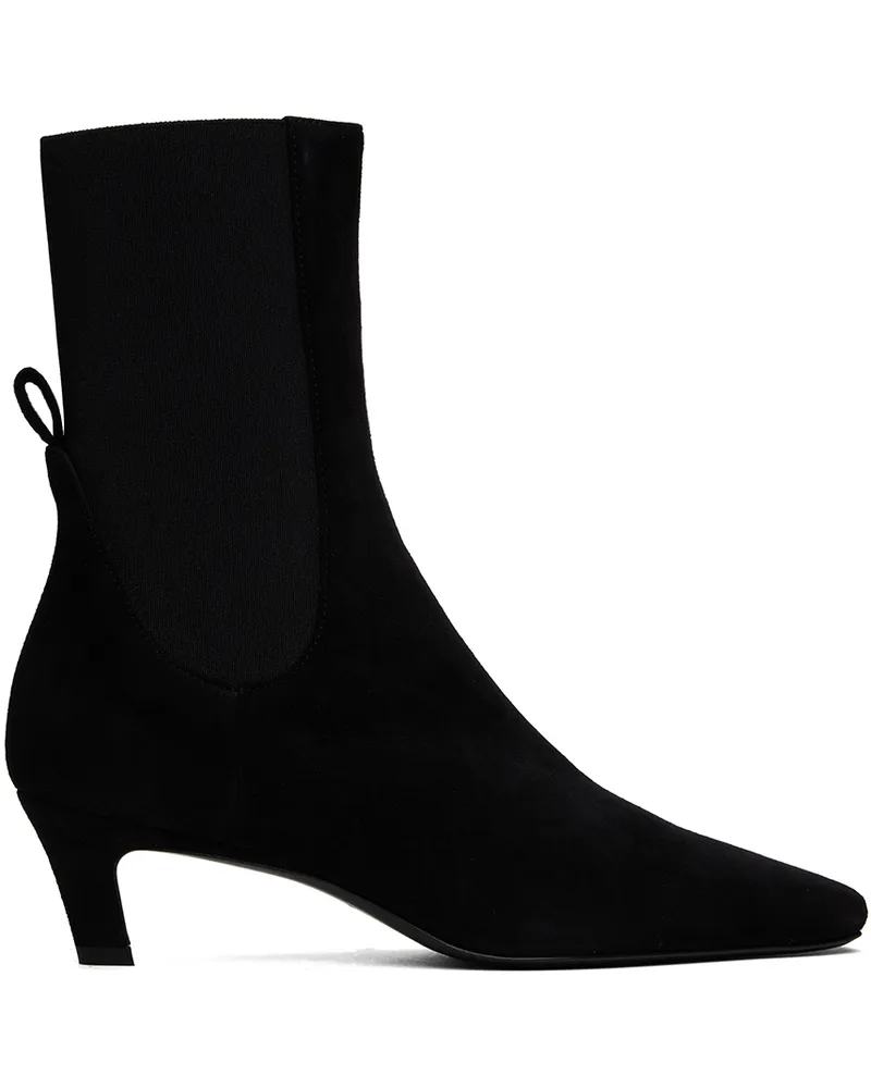 Totême Black 'The Mid Heel Suede' Boots Black