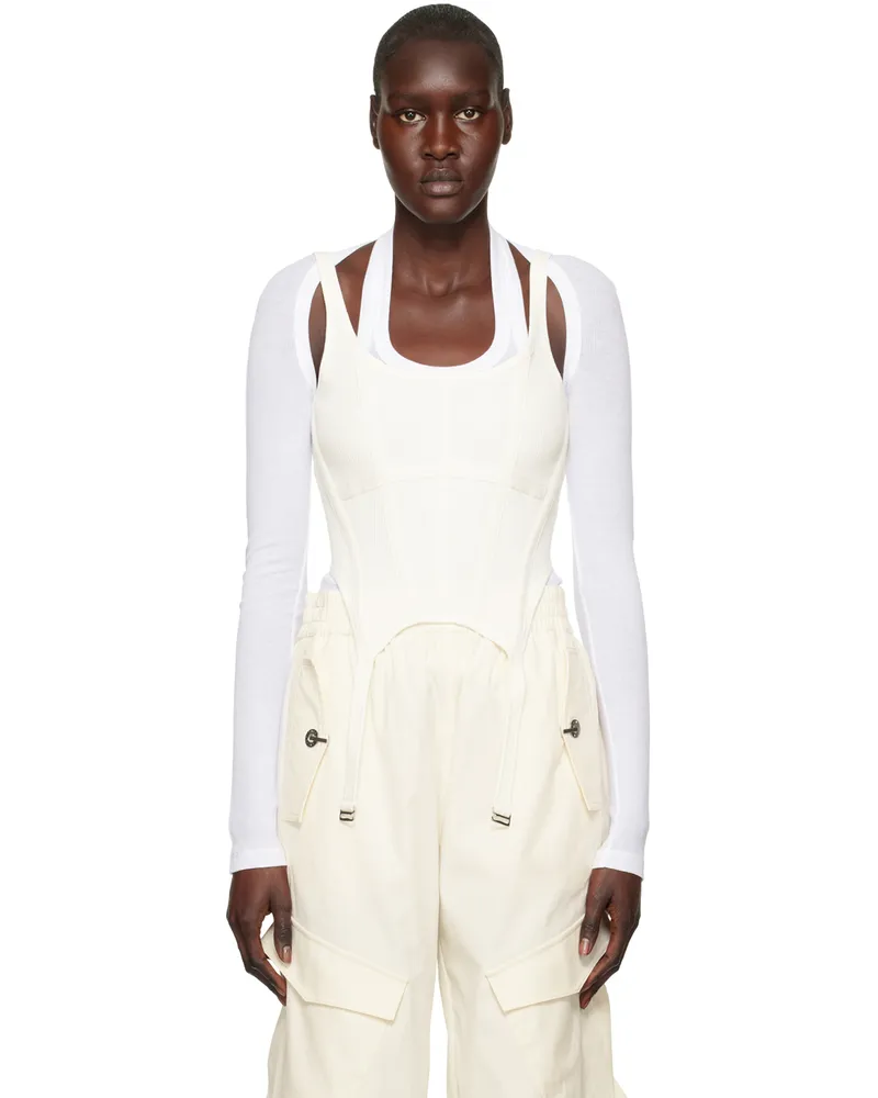 Dion Lee White Combat Corset Tank Top Ivory