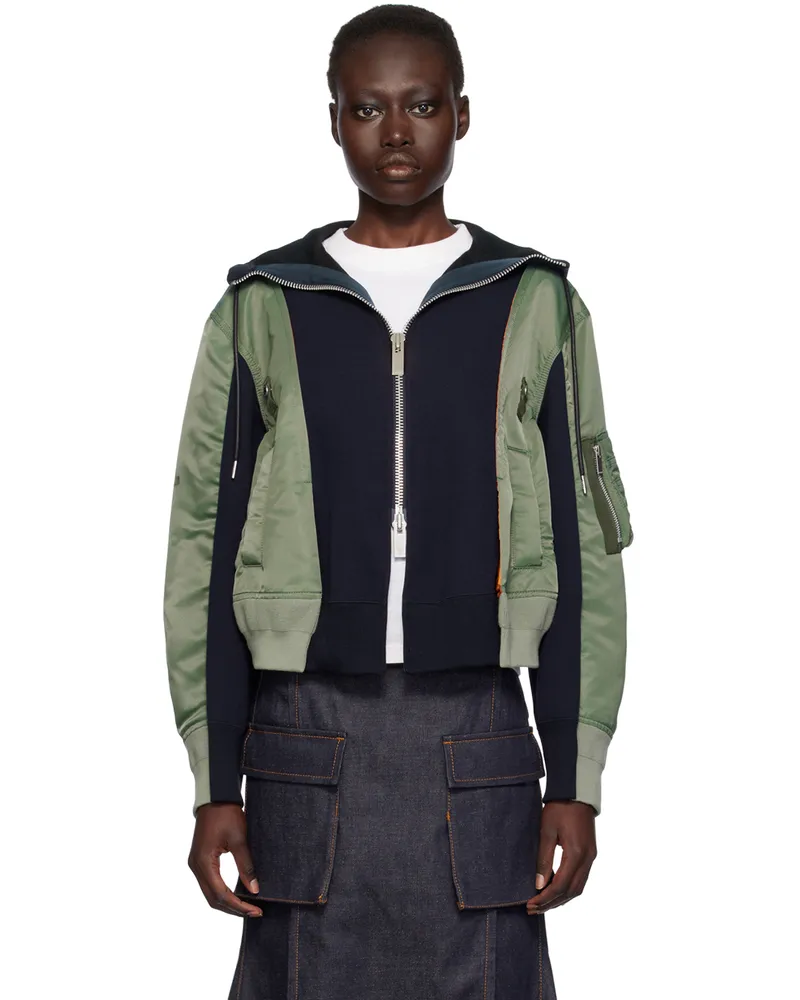 Sacai Navy & Khaki Sponge Sweat Hoodie 263