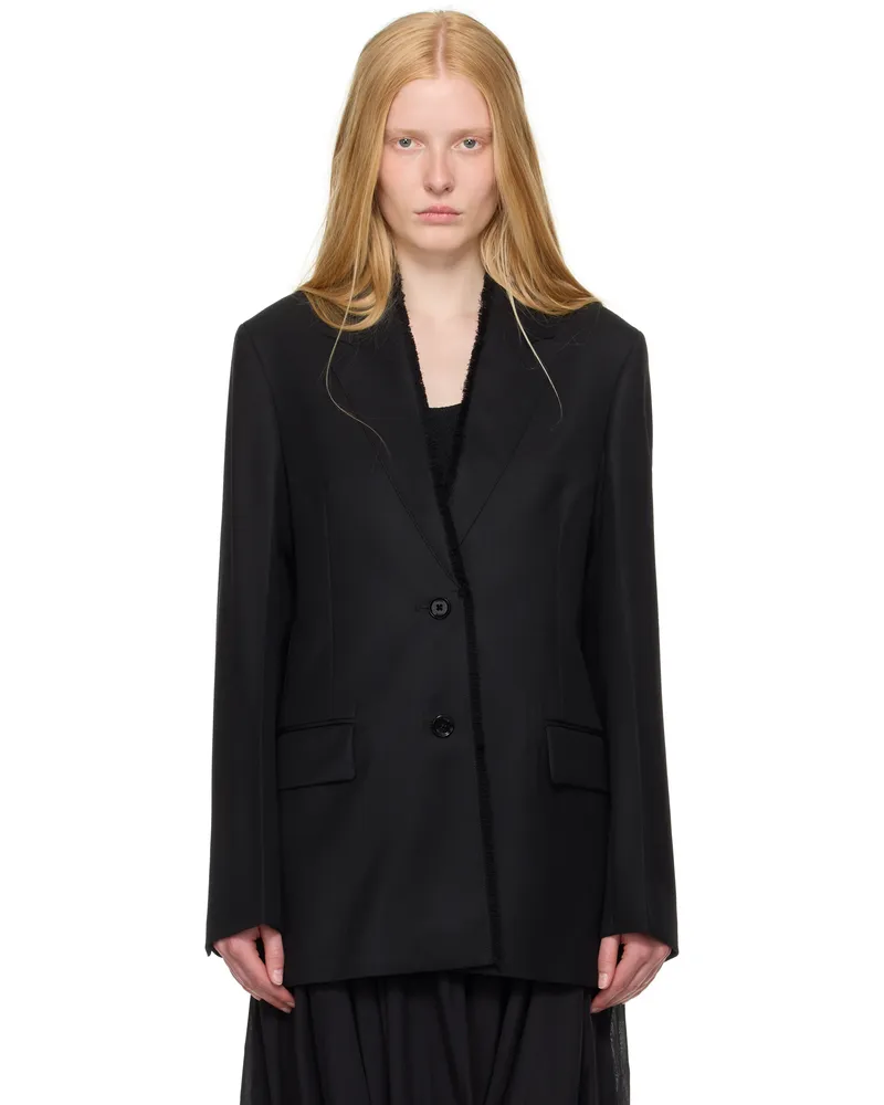 Totême Black Raw Lapel Blazer Black