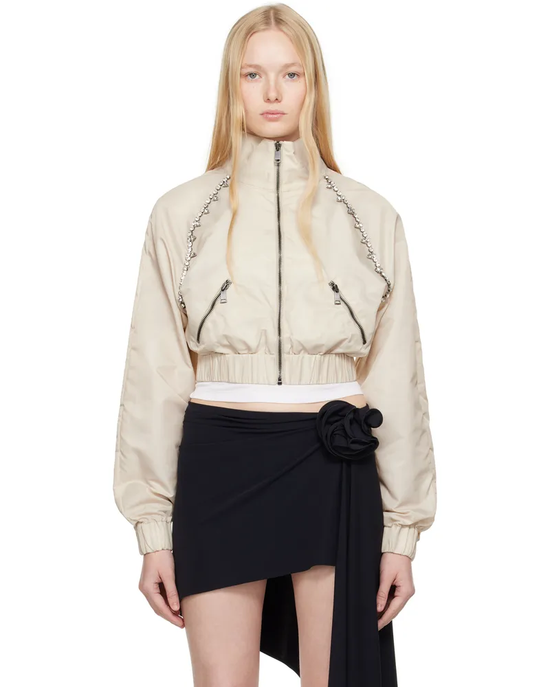 Area Beige Crystal Trim Track Jacket Cream