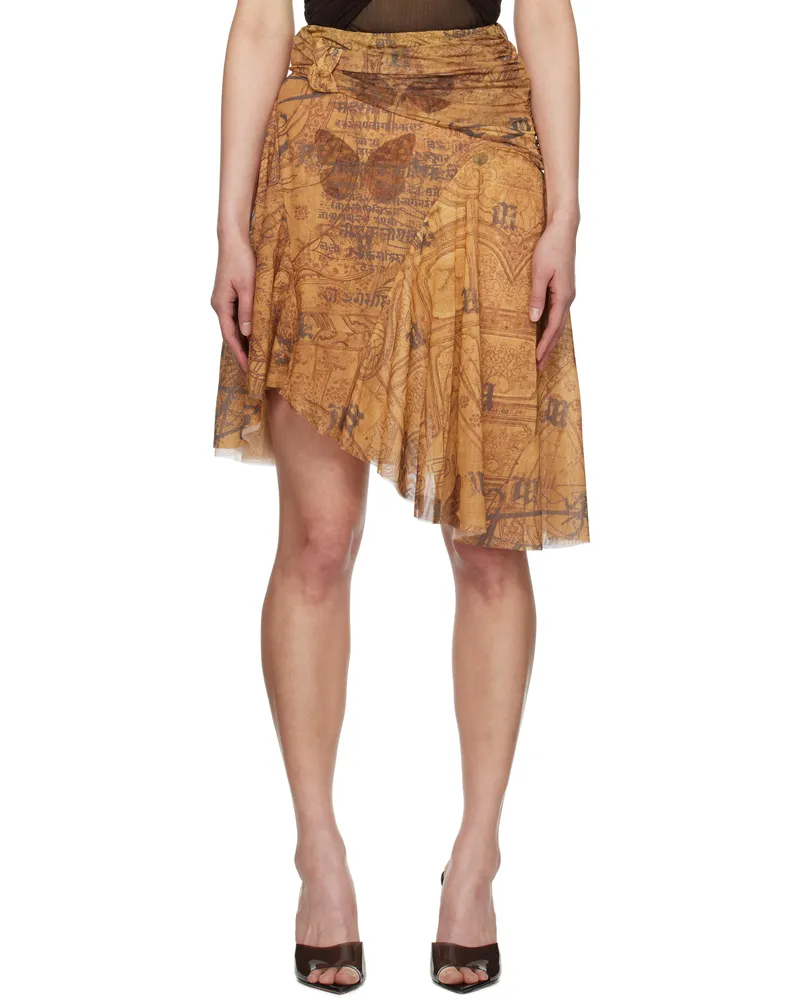 MISBHV Brown Goa Mesh Midi Skirt Brown