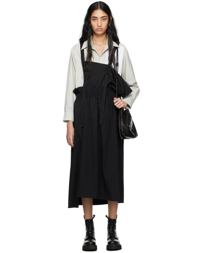 Yohji Yamamoto Black Asymmetric Midi Dress 1