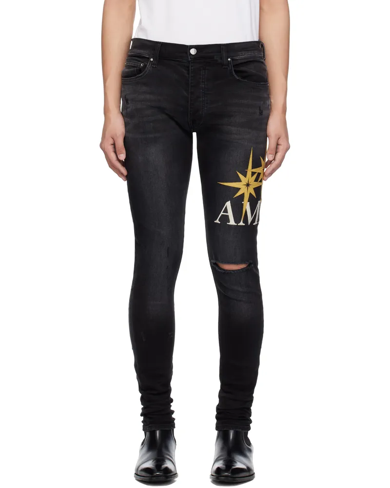 Amiri Black Starburst Applique Skinny Jeans Vintage