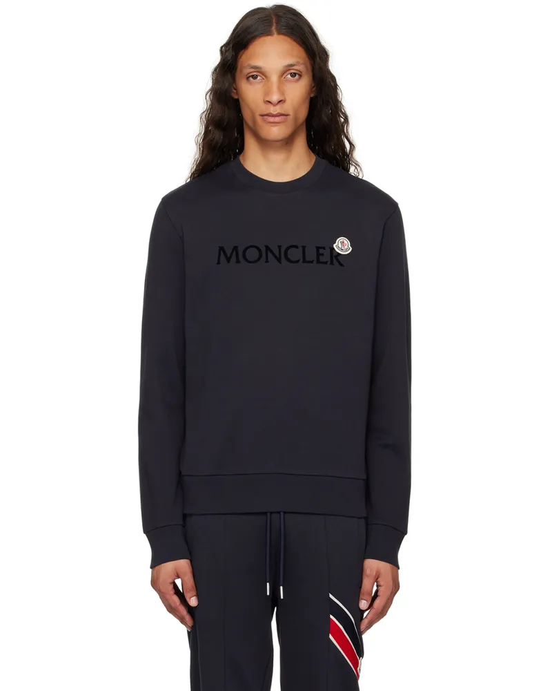 Moncler Navy Flocked Logo Sweatshirt 778