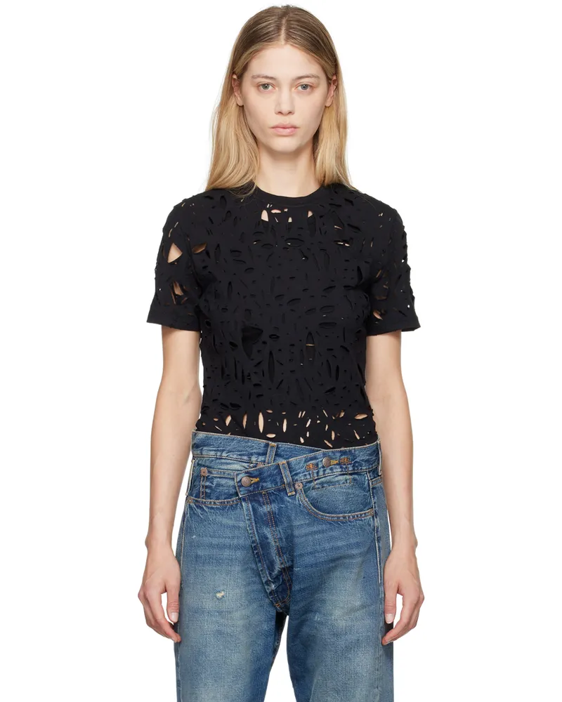 R13 Black Excess Distress T-Shirt Black