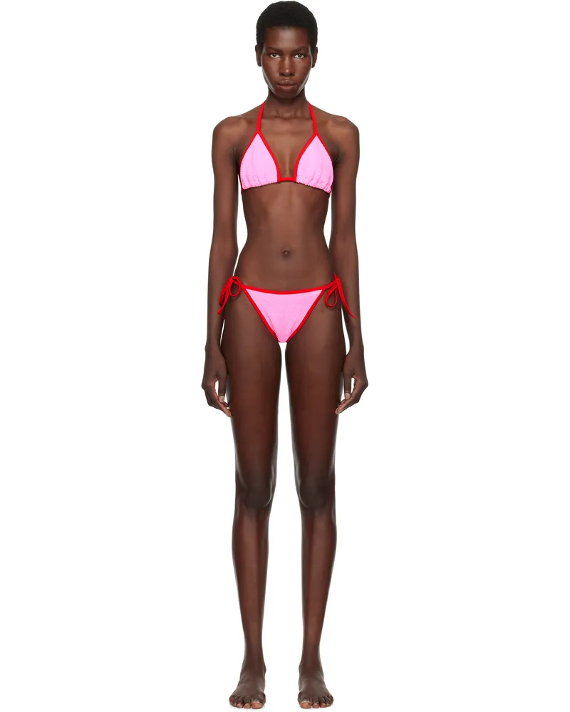 Hunza G Pink & Red Gina Contrast Bikini Bubblegum