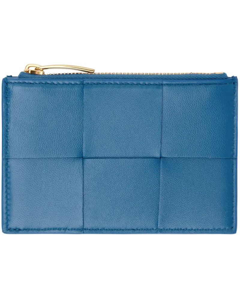 Bottega Veneta Blue Cassette Zippered Card Holder 4222