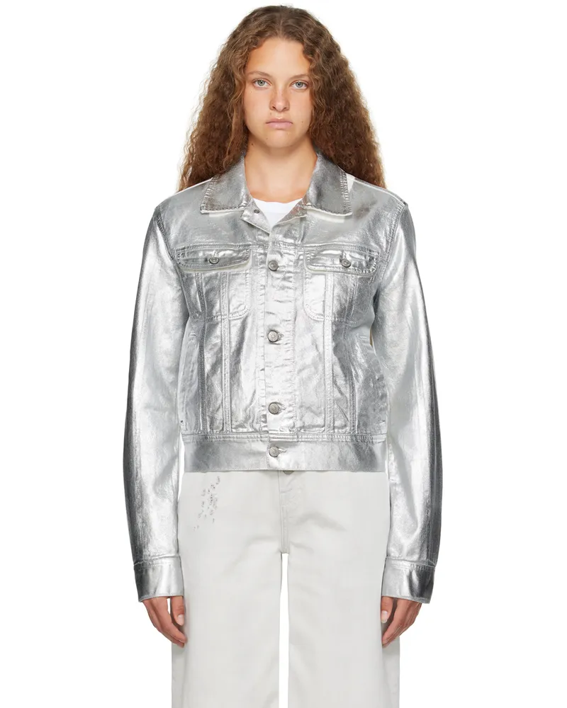 Maison Margiela White & Silver Painted Denim Jacket 961