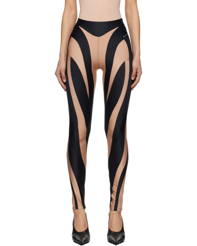 Thierry Mugler Black & Tan Spiral Leggings B2999