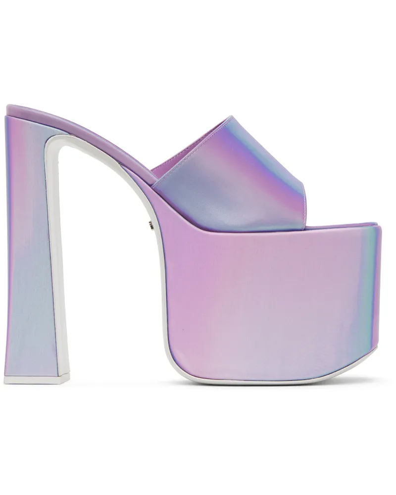 GCDS Purple Holographics Heeled Sandals Silver