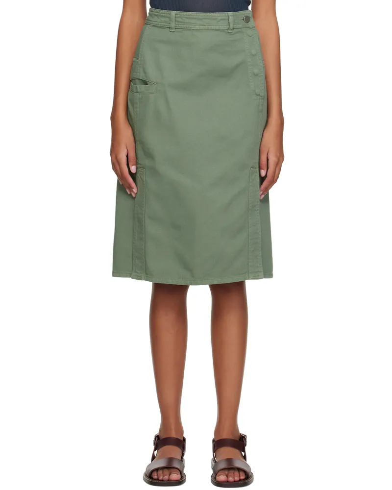 Christophe Lemaire Green Straight Denim Miniskirt Hedge