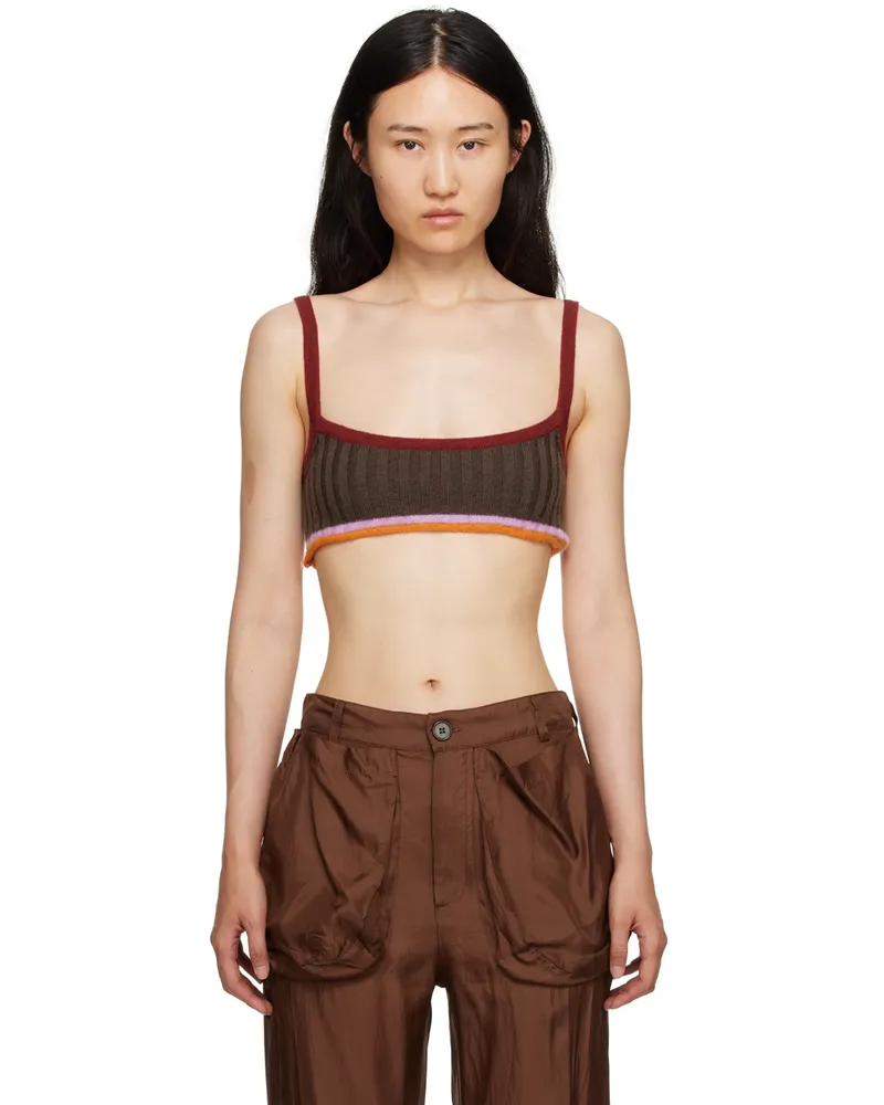 Edward Cuming Brown Cropped Tank Top Brown