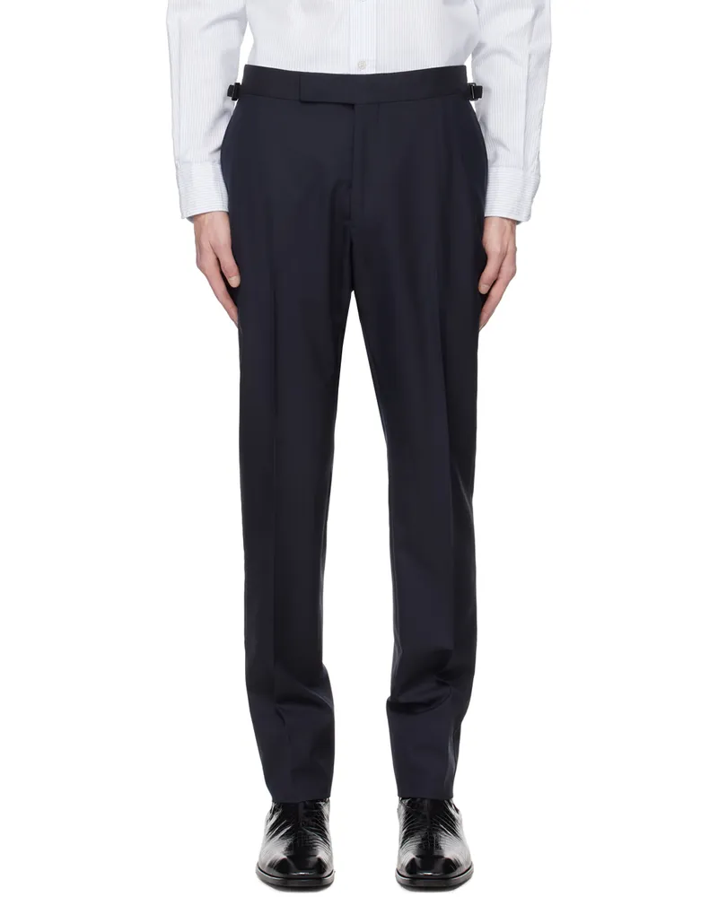 Tom Ford Navy Super 120's Trousers Midnight