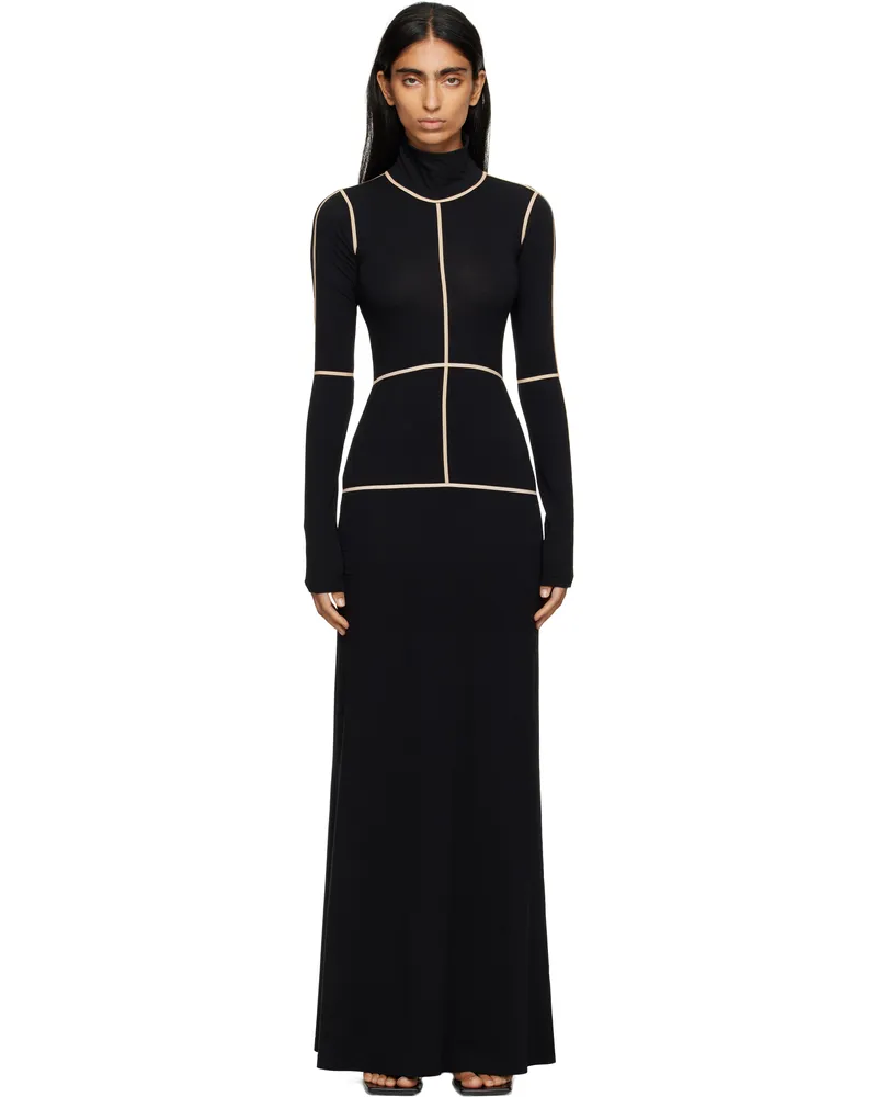 Maison Margiela Black Taped Seam Maxi Dress 900