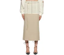 Beige Layered Midi Skirt