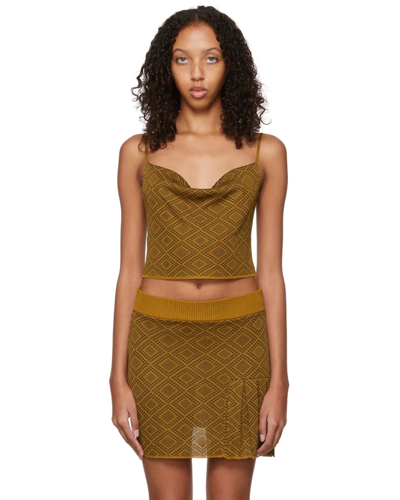 AHLUWALIA Brown Ojewale Cowl Neck Top Brown