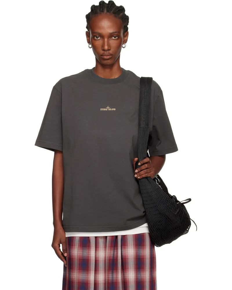 Stone Island Gray 2100037 Combed Organic Cotton Jersey T-shirt V0062