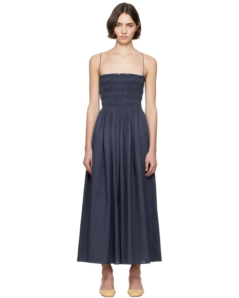 Matteau Navy Shirred Bodice Maxi Dress Dusk