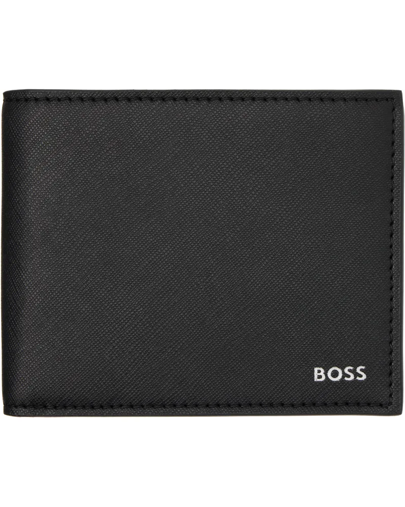 HUGO BOSS Black Saffiano Leather Trifold Wallet 001-black