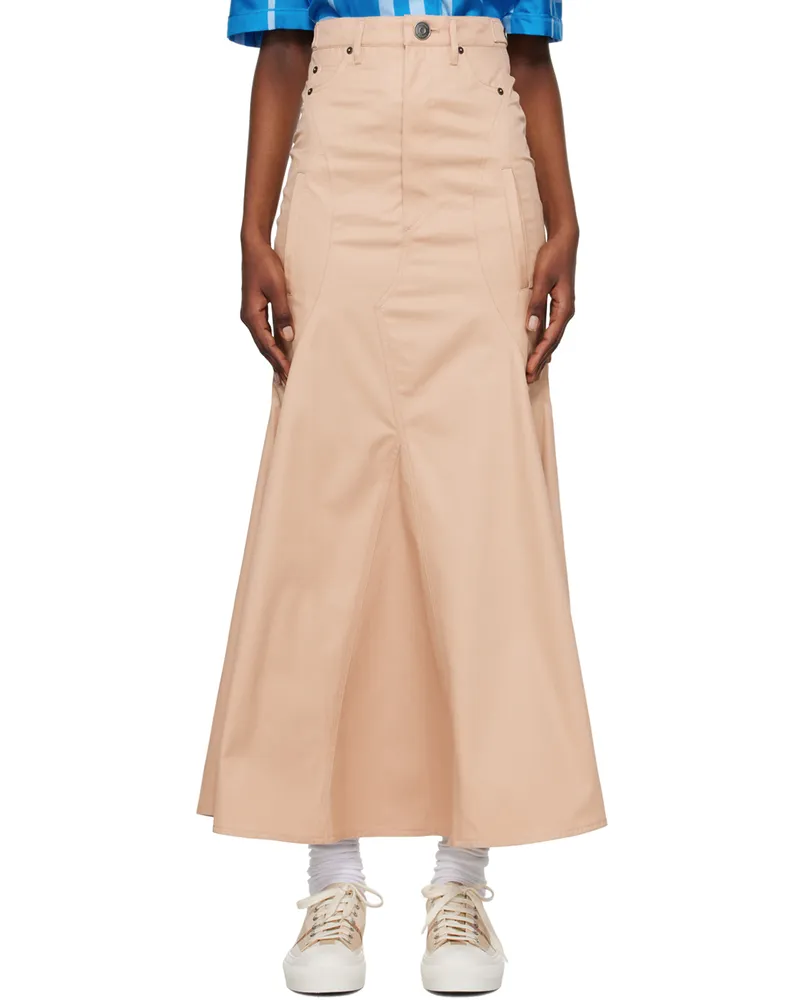 Burberry Beige Flared Maxi Skirt Pale
