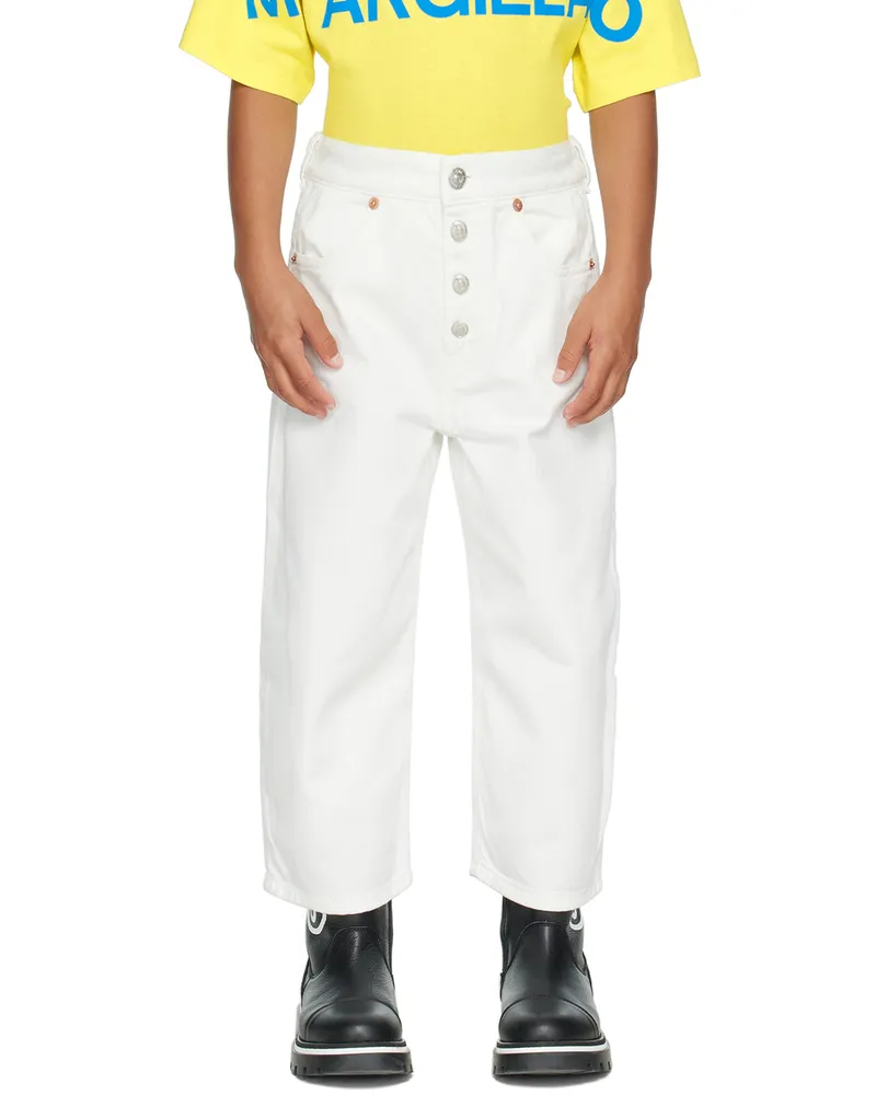 Maison Margiela Kids Off-White Button Jeans M6101