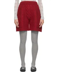 J.W.Anderson Red Cable Knit Shorts Crimson