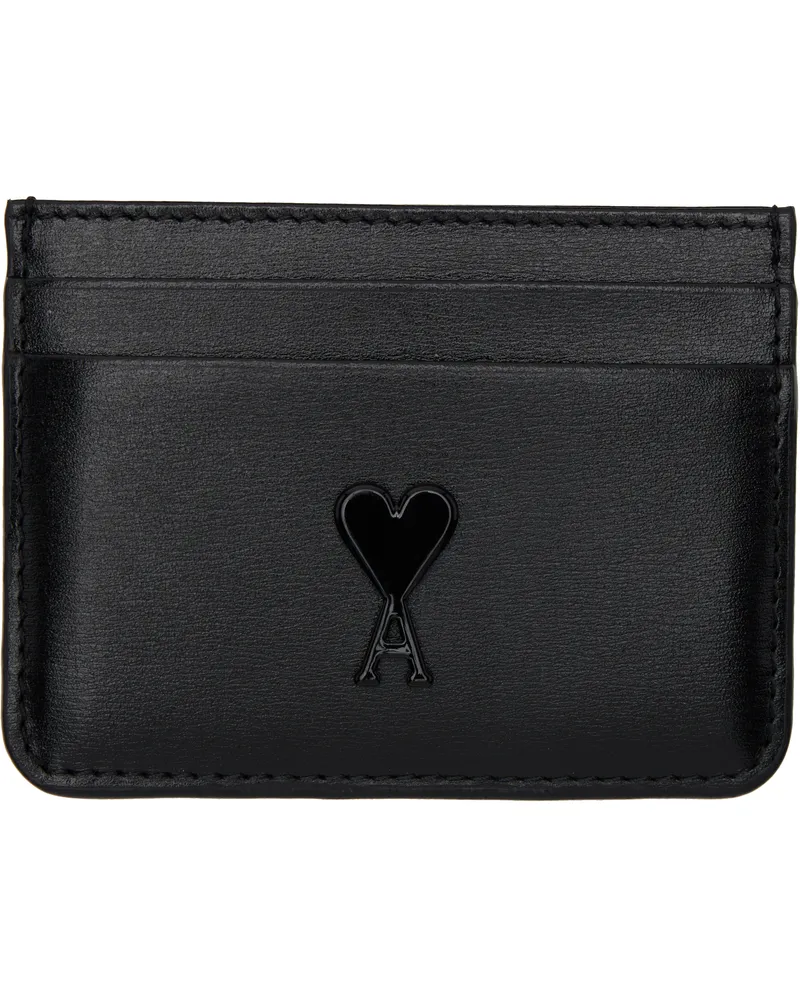 AMI Paris Black Leather Ami de Coeur Card Holder 001