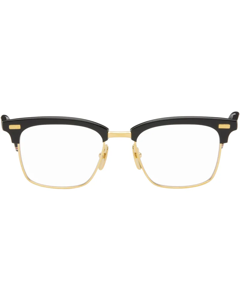 Thom Browne Gold & Black Acetate and Titanium Glasses 007
