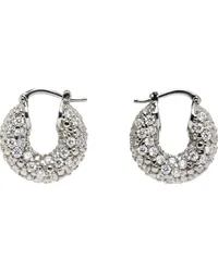 Jil Sander Gunmetal Classic Round Earrings Palladium+zircon