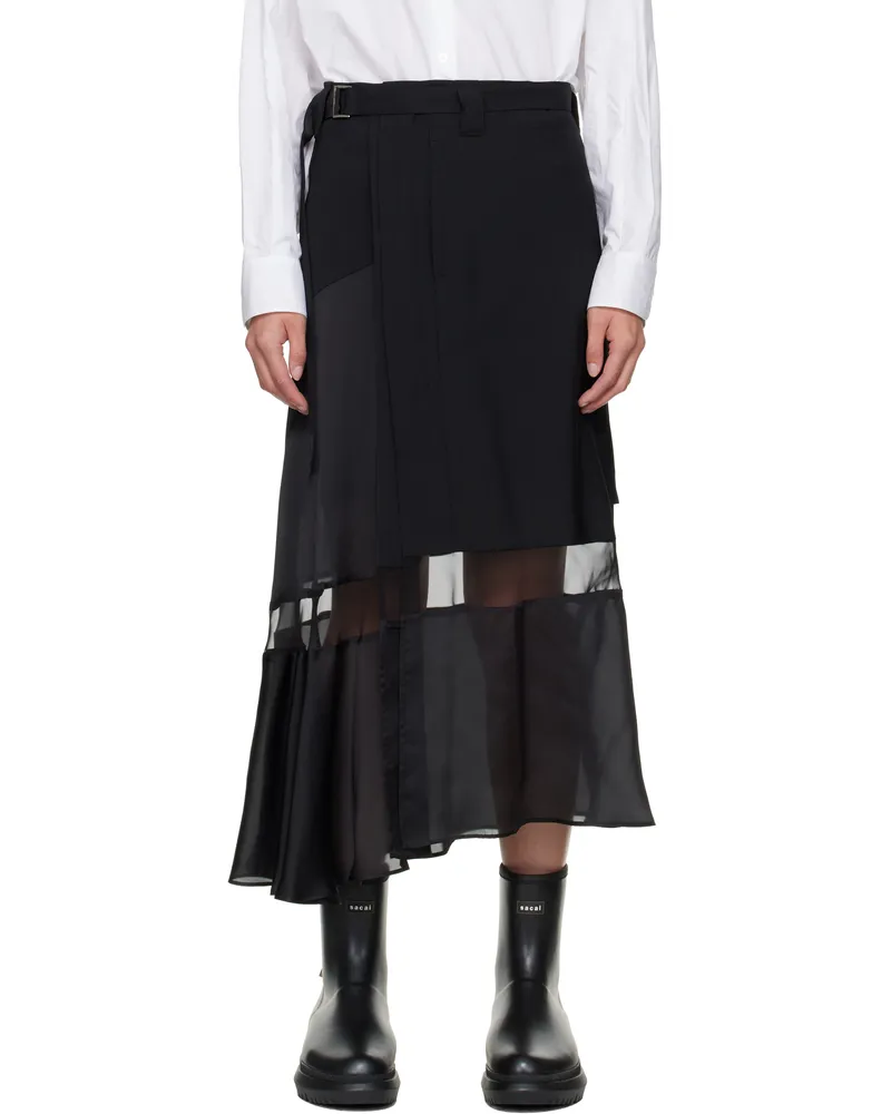 Sacai Black Suiting Midi Skirt 001