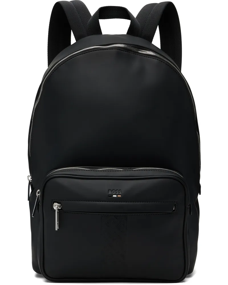 HUGO BOSS Black Structured Signature Trims Backpack 001-black