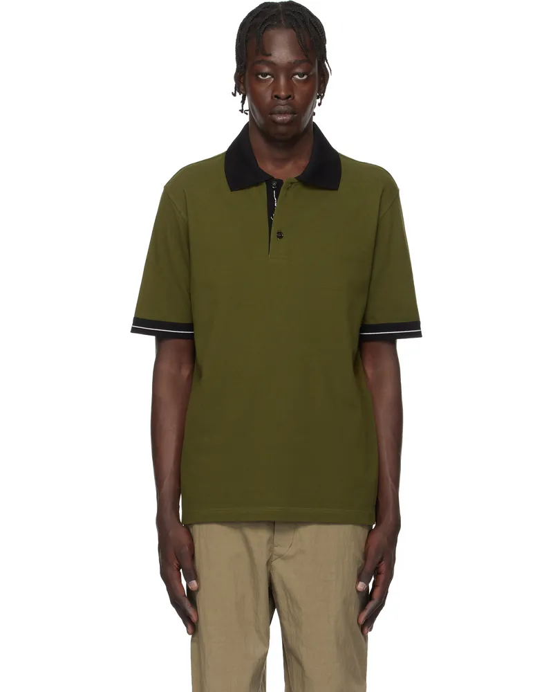 Ferragamo Khaki Color Block Polo Olive
