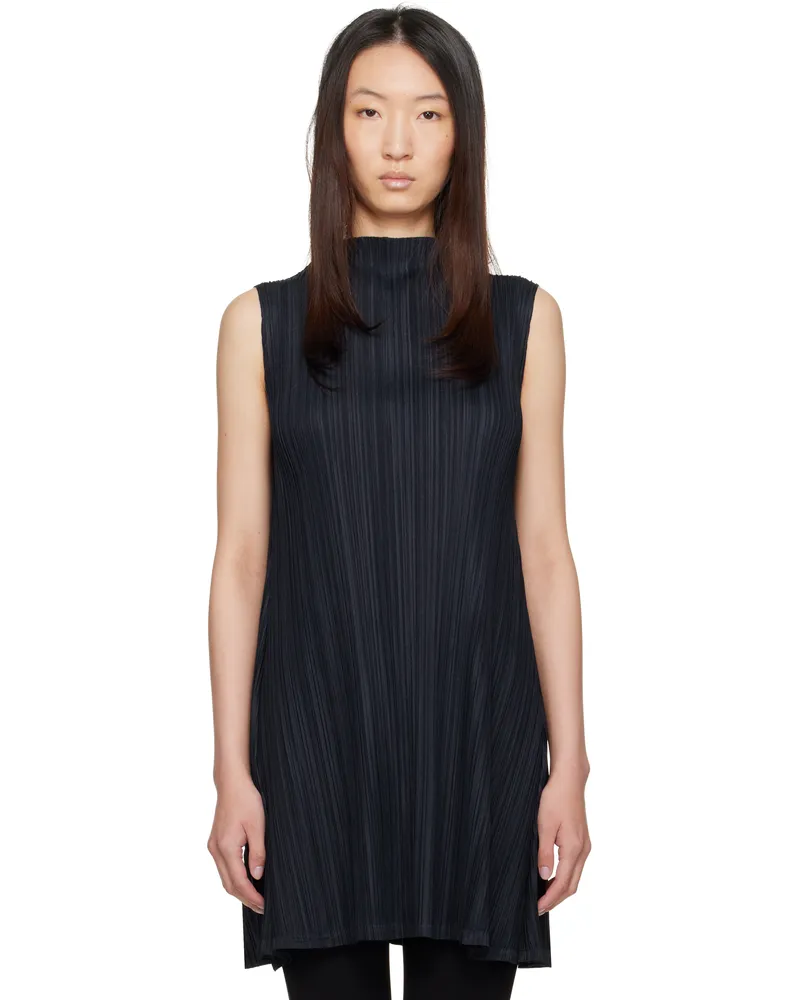 Issey Miyake Navy Mid-April Mellow Pleats Tunic 14