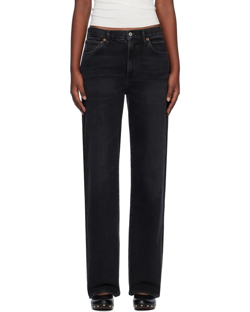 AGOLDE Black Harper Straight Jeans Hush