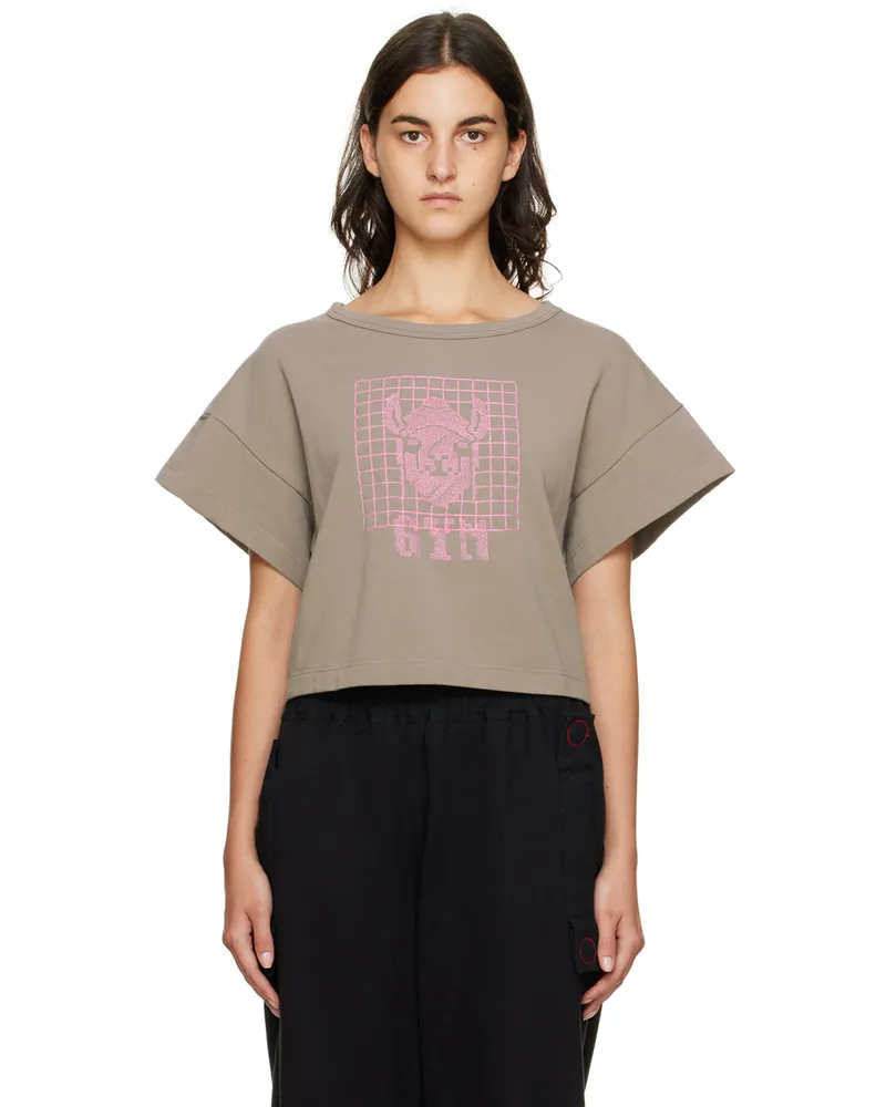 Bernhard Willhelm Taupe Embroidered Llama T-Shirt Taupe