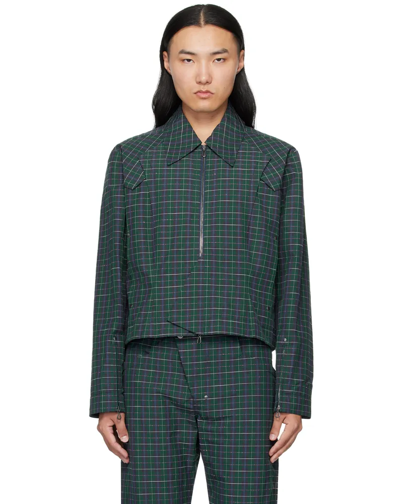 KIKO KOSTADINOV Green Kraner Cropped Blouson Jacket Forest