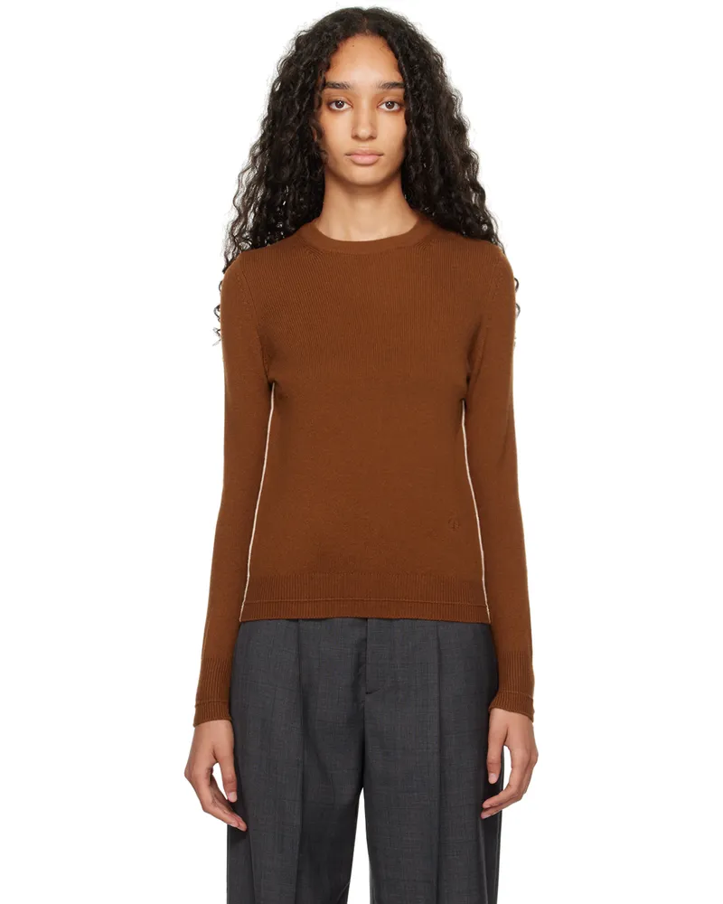 Maria Mcmanus Brown Featherweight Crew Sweater Vicuna