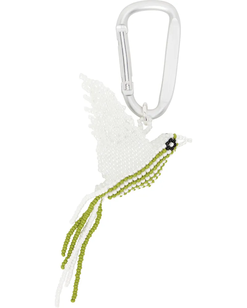 PURA UTZ Silver Pajaro Carabiner Keychain White